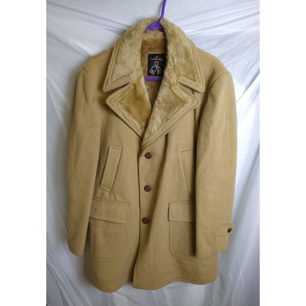 Puritan Men's Beige WOOL Sherpa Lined Barn 40 Coat Field Jacket chore Vintage